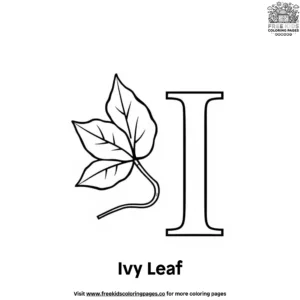 Letter I With Ivy Leaf Coloring Pages