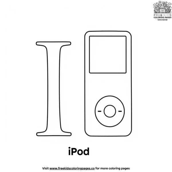 Letter i with ipod coloring pages