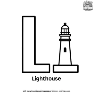 Letter L With Lighthouse Coloring Pages