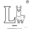 Letter L With Llama Coloring Pages