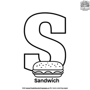 Letter S With Sandwich Coloring Pages