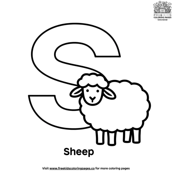 Letter s with sheep coloring pages