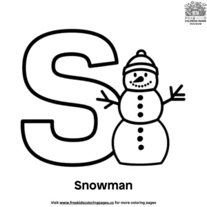 Letter S With Snowman Coloring Pages