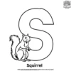 Letter S With Squirrel Coloring Pages