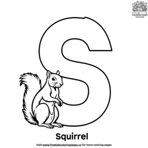 Letter S With Squirrel Coloring Pages