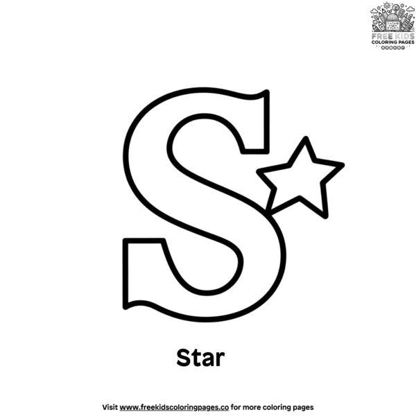 Letter s with star coloring pages