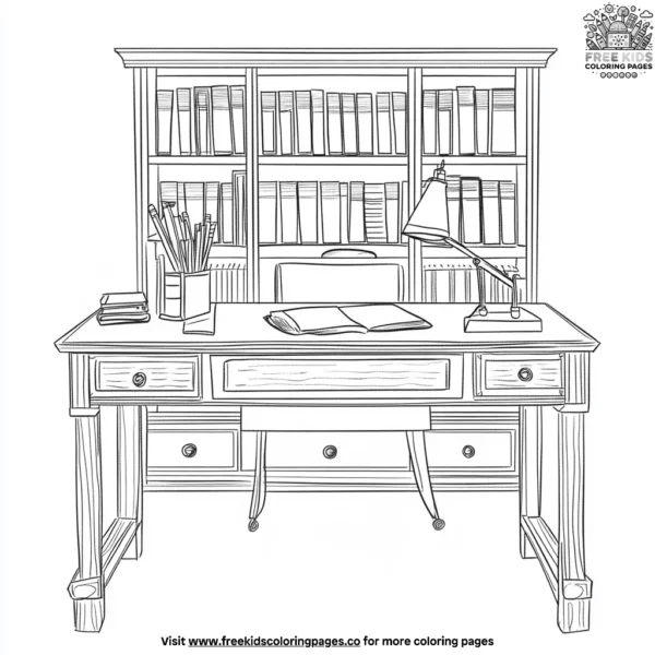 Librarian's desk coloring pages