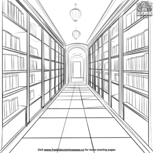 Library hallway coloring pages