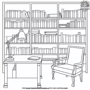 Library Study Nook Coloring Pages