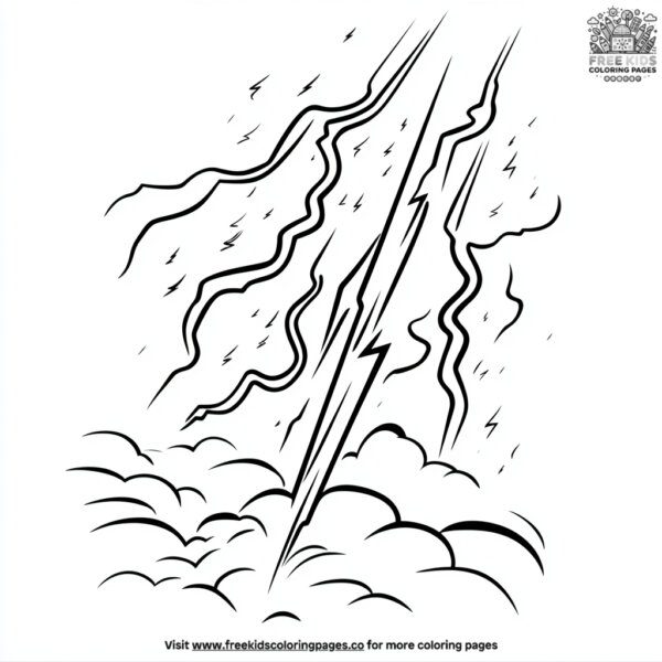 Lightning bolt in a storm coloring pages