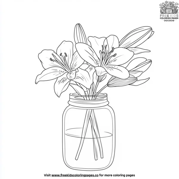 Lilies in a jar coloring pages