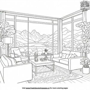 Living Room with a View Coloring Pages