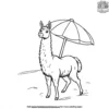 Llama At A Beach Coloring Pages