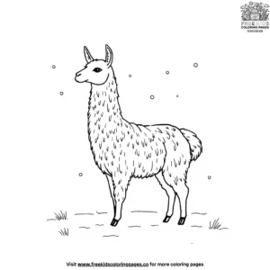 Llama In Snow Coloring Pages