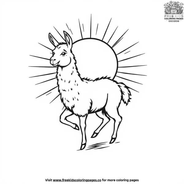 Llama under the sun coloring pages