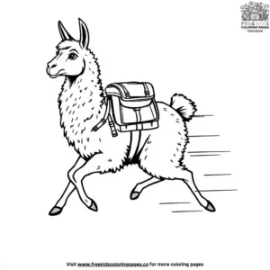 Llama With Backpack Coloring Pages