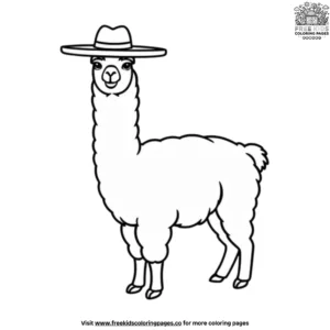 Llama With Hat Coloring Pages