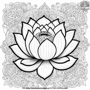 Lotus Flower Zentangle Coloring Pages