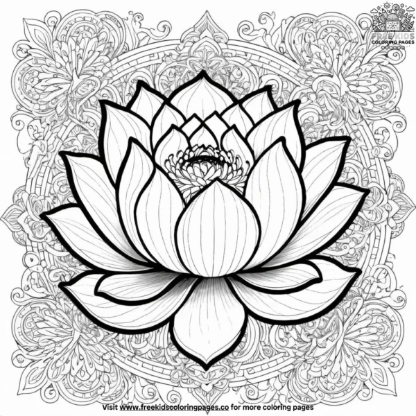 Lotus flower zentangle coloring pages