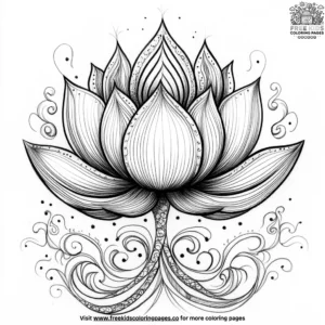 Lotus Petal Zentangle Coloring Pages