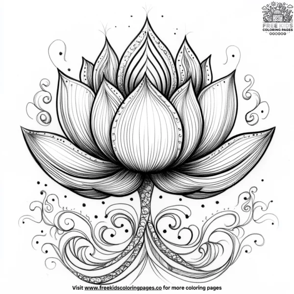 Lotus petal zentangle coloring pages