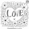 Love Card with Flowers Coloring Pages