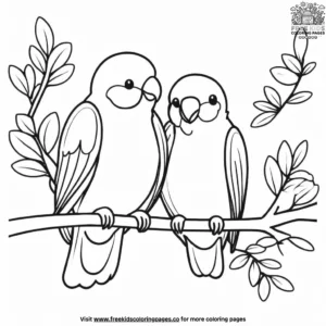 Lovebird on a Branch Coloring Pages