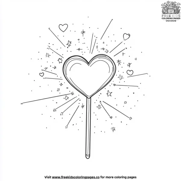 Magic heart wand coloring pages