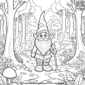 Magical forest gnome coloring pages