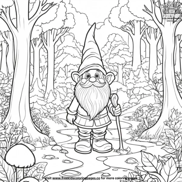 Magical forest gnome coloring pages