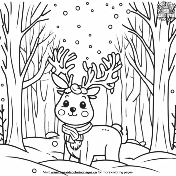 Magical winter forest coloring pages