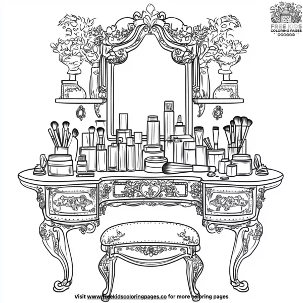 Makeup vanity coloring pages