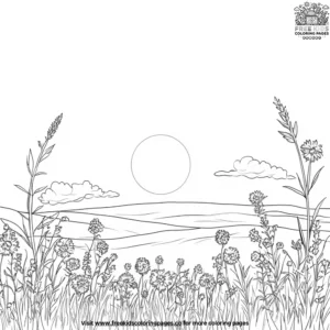 Meadow Sunset Coloring Pages