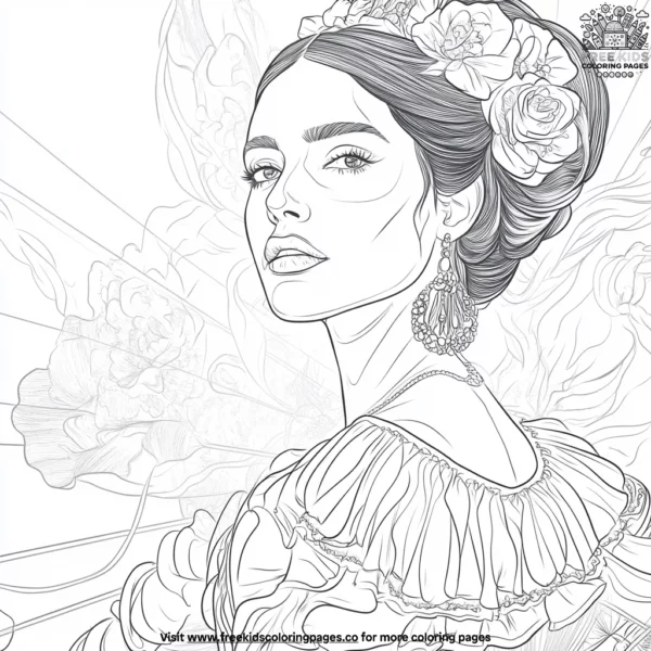 Mexican princess at a fiesta coloring pages