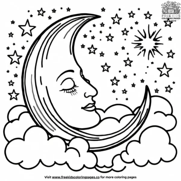 Moon light coloring pages