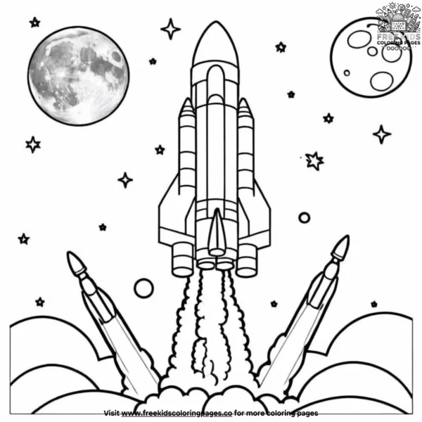 Moon rocket coloring pages