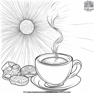 Morning coffee magic coloring pages