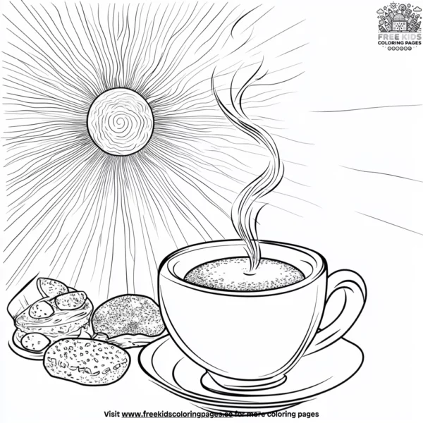 Morning coffee magic coloring pages