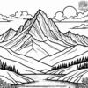 Mountain Peak Sunset Coloring Pages