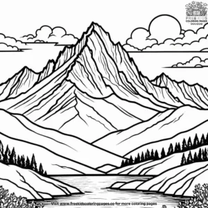 Mountain Peak Sunset Coloring Pages