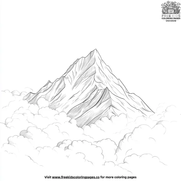 Mountain in the clouds coloring pages