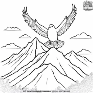 Mountain with a bird coloring pages