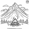 Mountain with a Campfire Coloring Pages