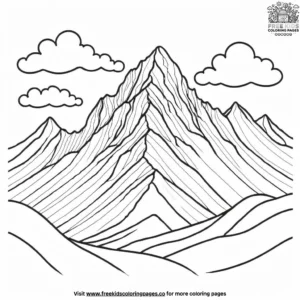 Mountain with a cloudy sky coloring pages