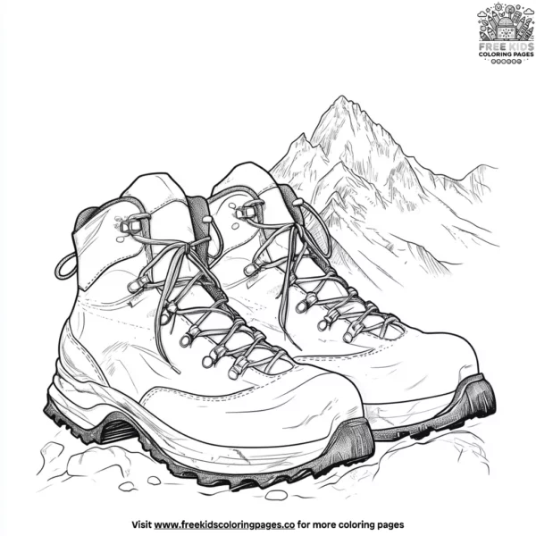 Mountain with a hiking boot coloring pages