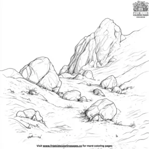 Mountain with a mossy rock coloring pages