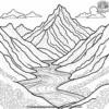 Mountain with a River Coloring Pages