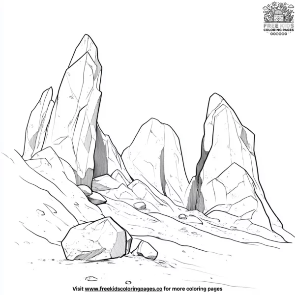 Mountain with a rock formation coloring pages