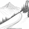 Mountain with a Ski Trail Coloring Pages