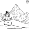 Mountain with a Snowman Coloring Pages